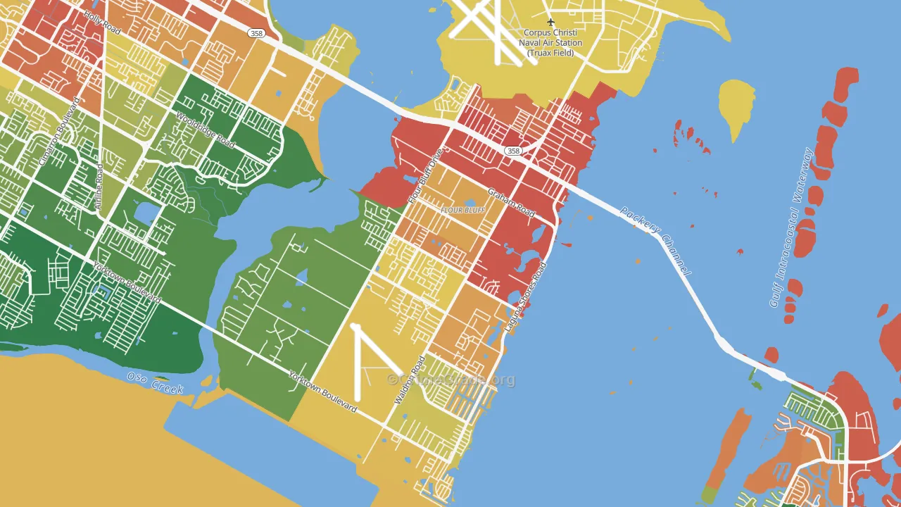 Flour Bluff, Corpus Christi, TX Map of Assault Rates