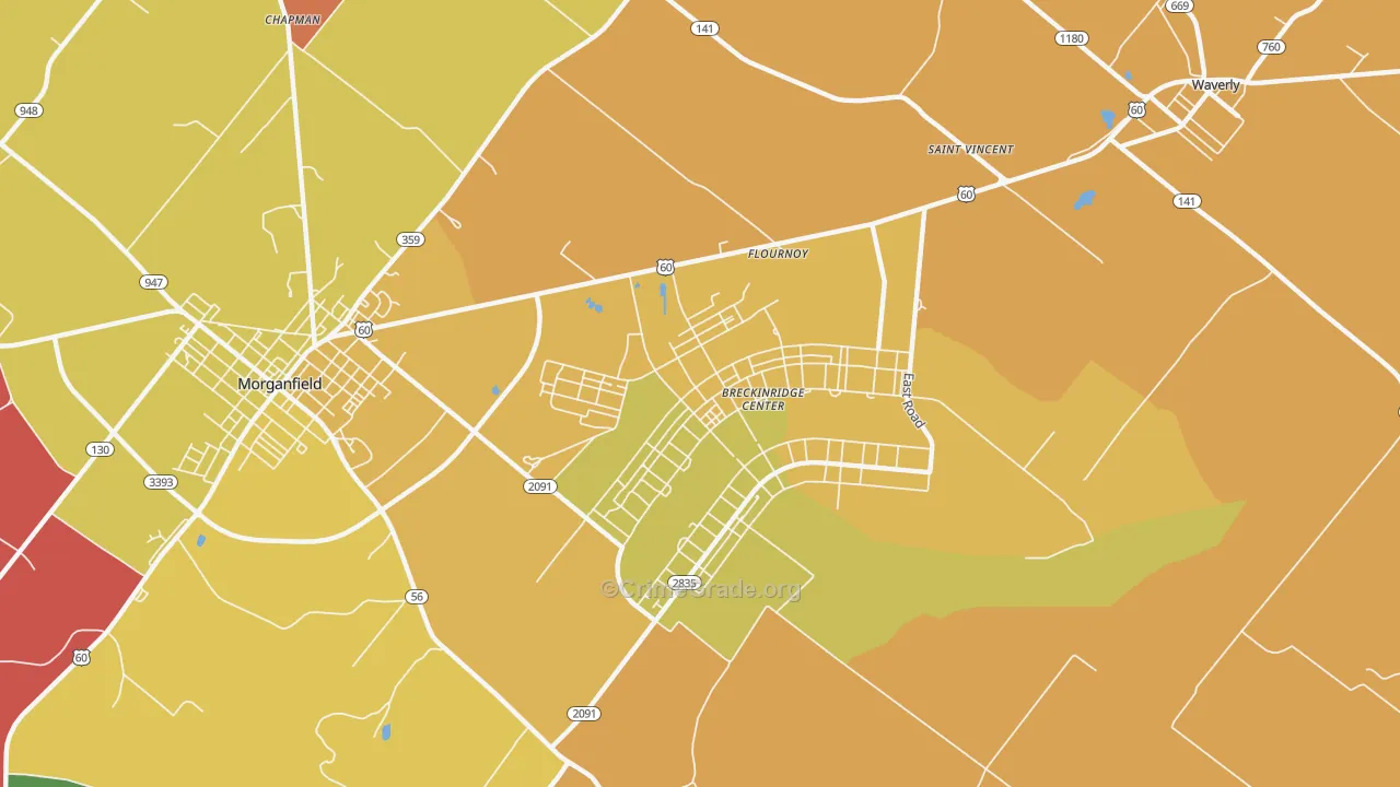 Flournoy, KY Map of Assault Rates