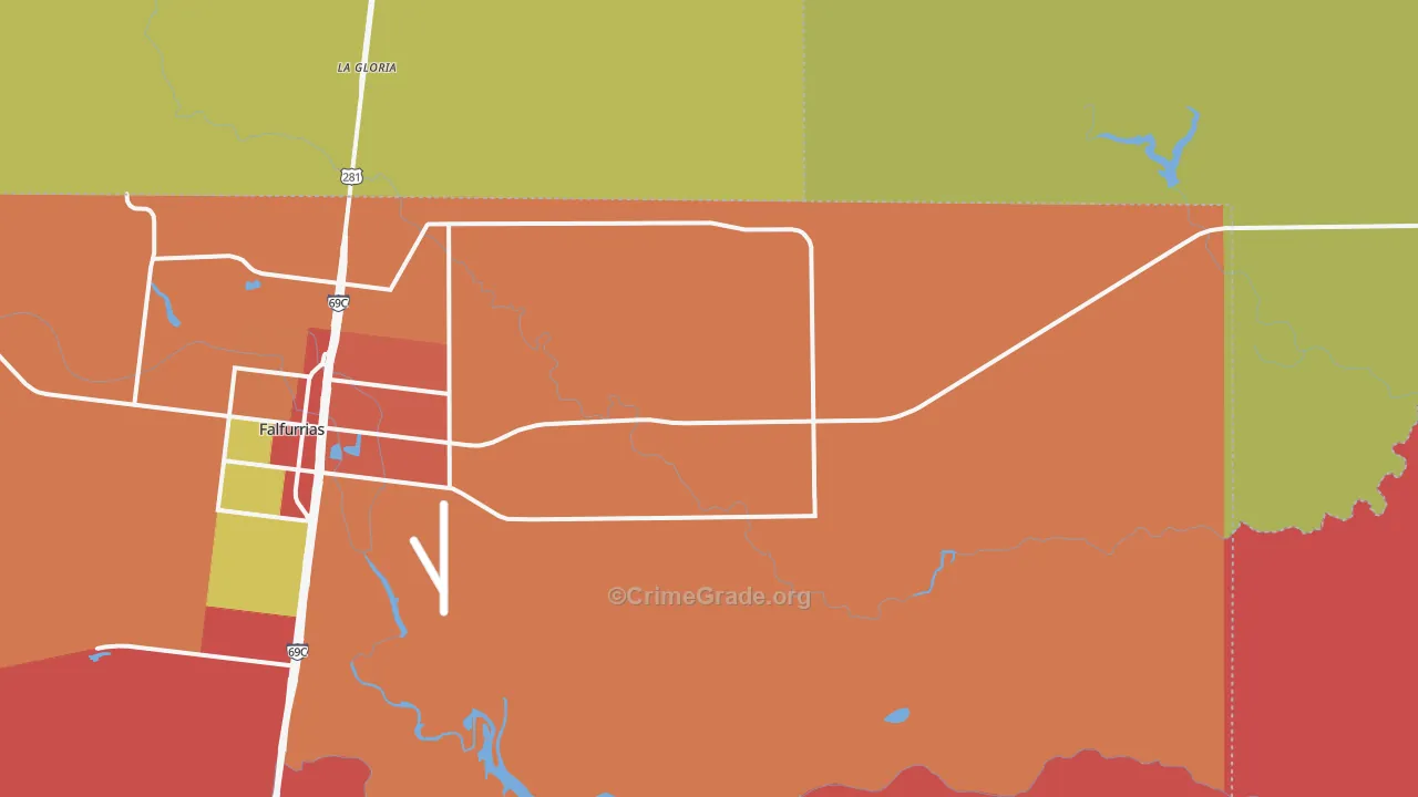 Flowella, TX Map of Assault Rates