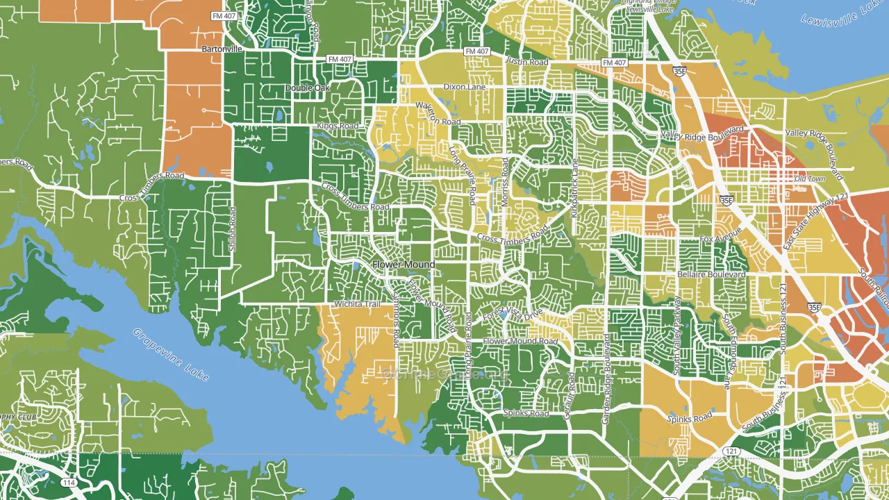 Flower Mound, TX Map of Assault Rates