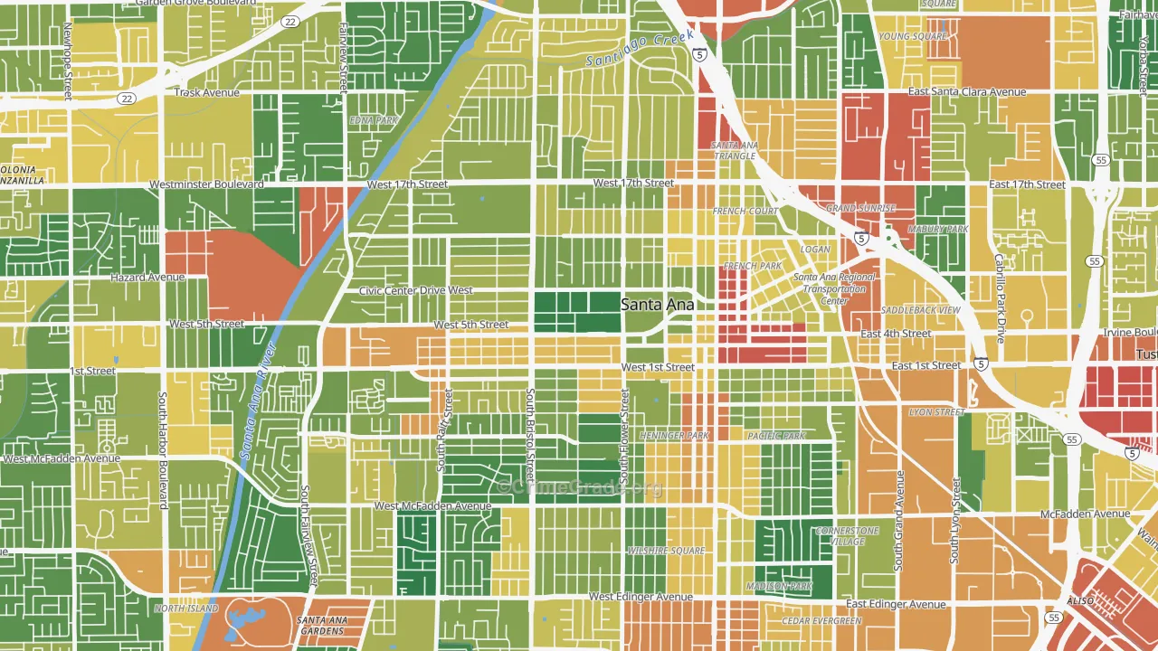 Flower Park, Santa Ana, CA Map of Assault Rates