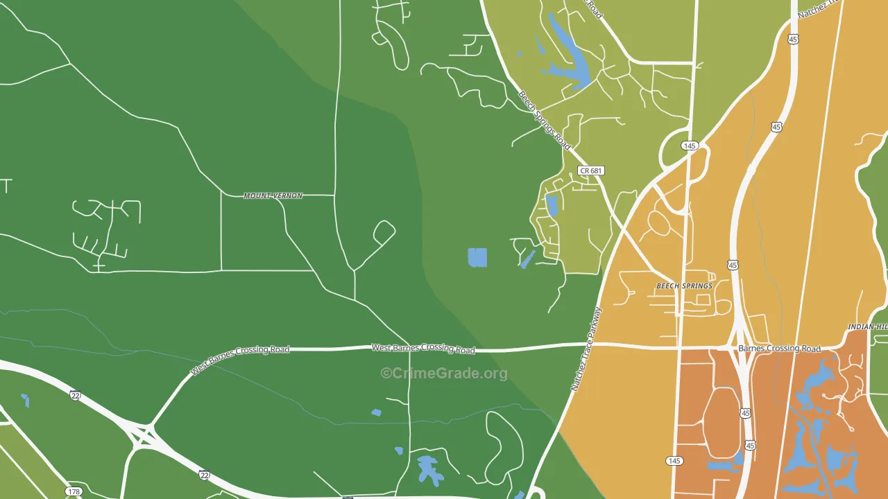 Flowerdale, MS Map of Assault Rates