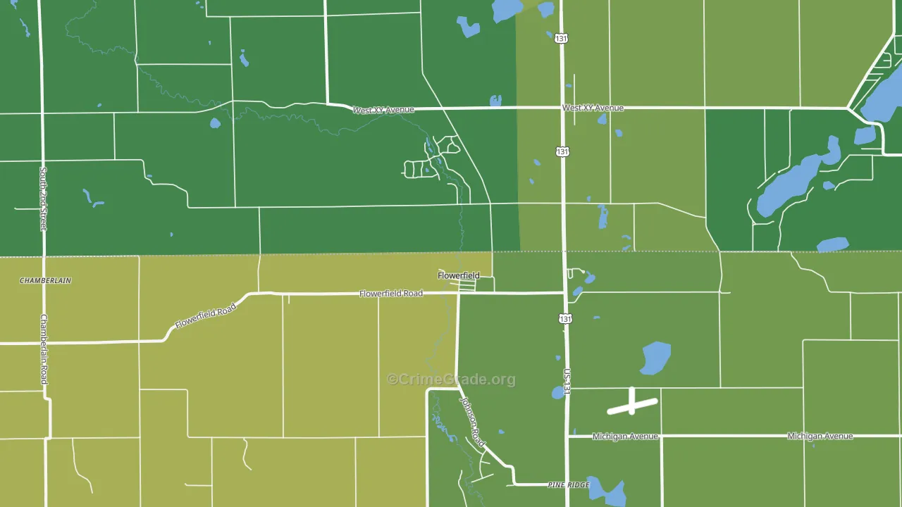 Flowerfield, MI Map of Assault Rates