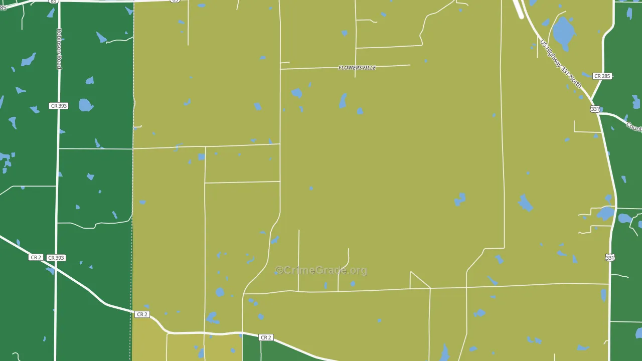 Flowersville, FL Map of Assault Rates