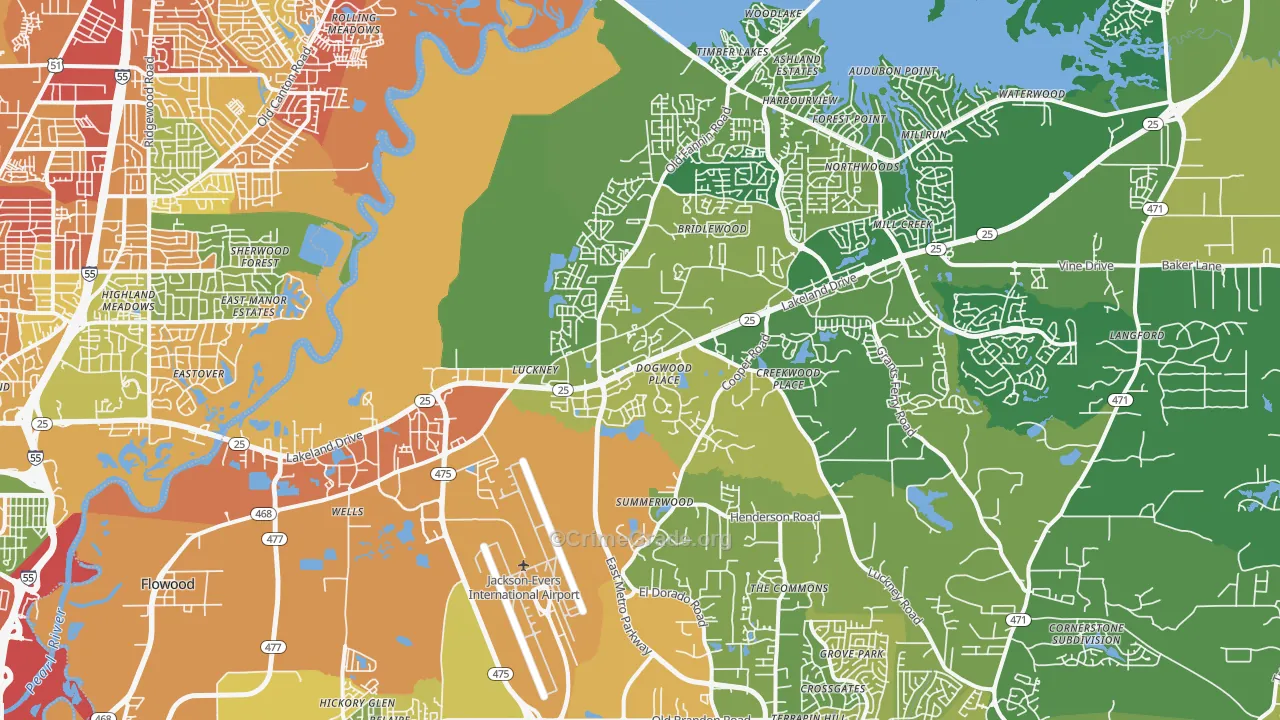 Flowood, MS Map of Assault Rates