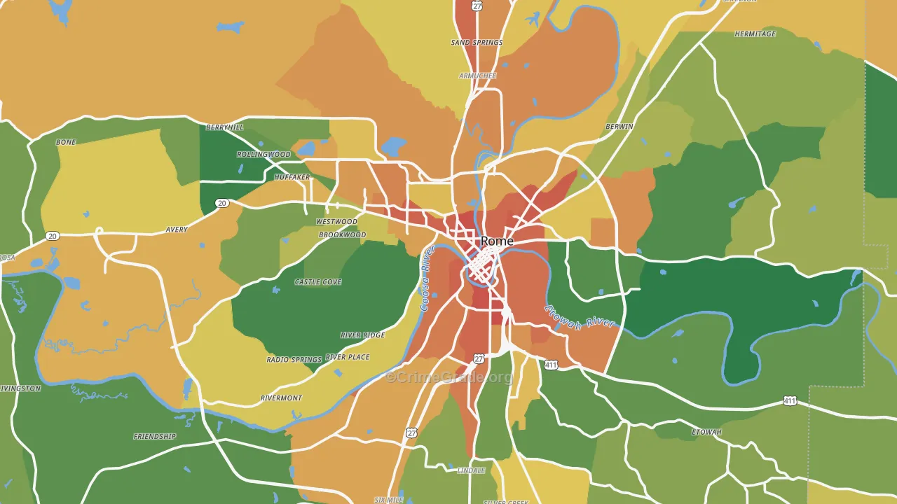 Floyd County, GA Map of Assault Rates