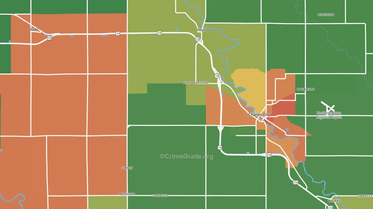 Floyd County, IA Map of Assault Rates