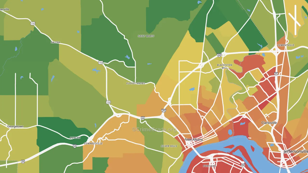 Floyd County, IN Map of Assault Rates