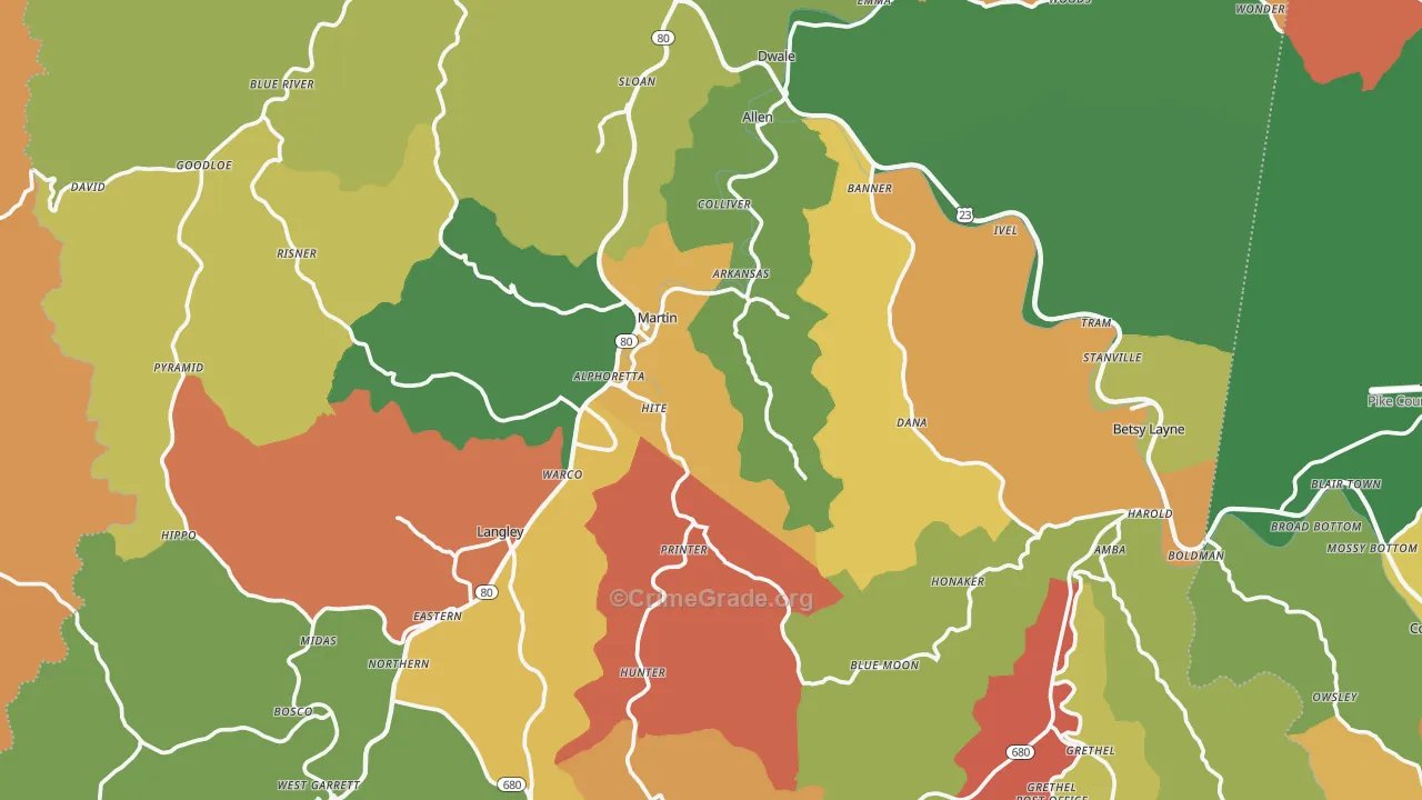Floyd County, KY Map of Assault Rates