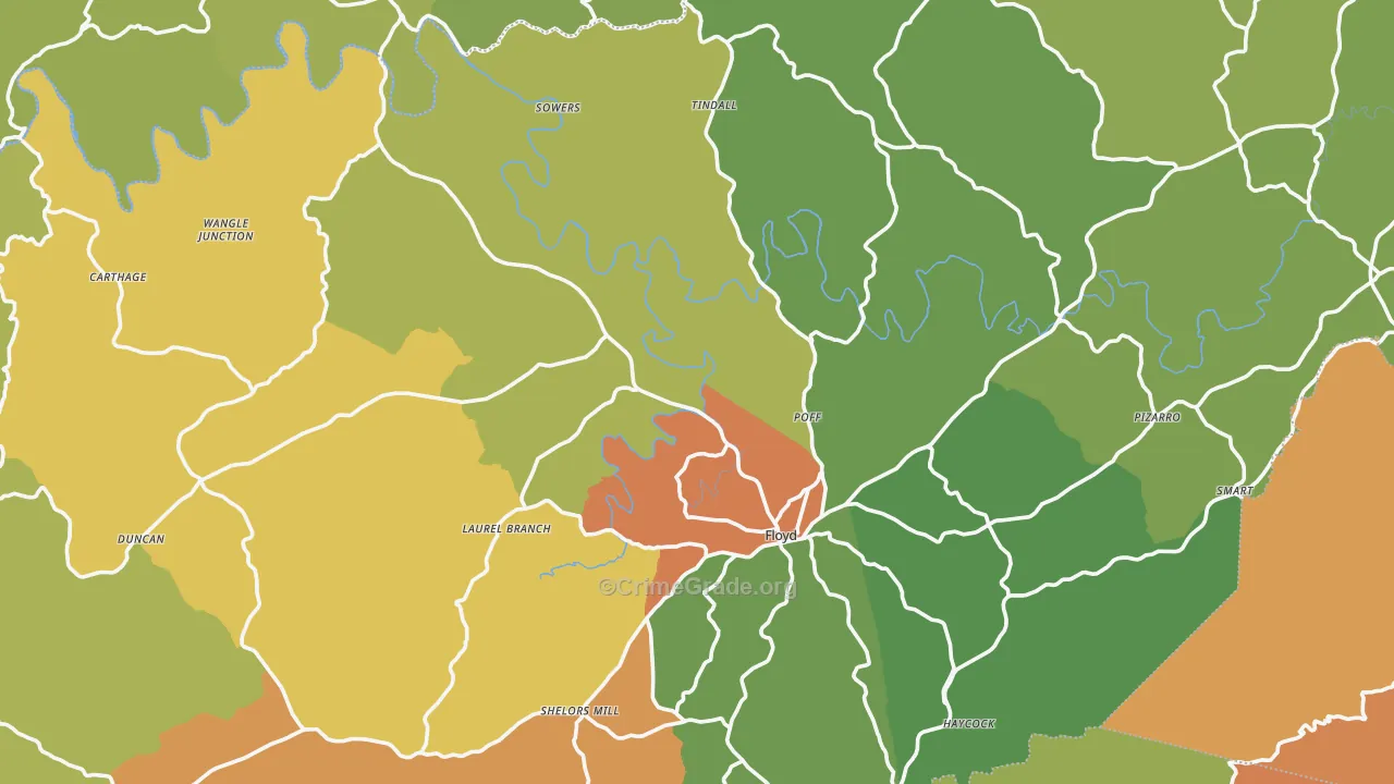 Floyd County, VA Map of Assault Rates