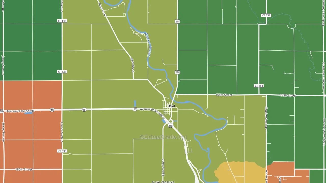 Floyd, IA Map of Assault Rates