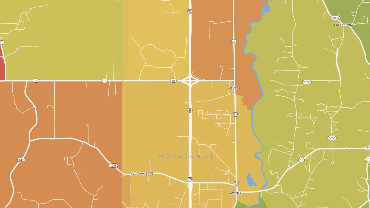 Fluker, LA Map of Assault Rates
