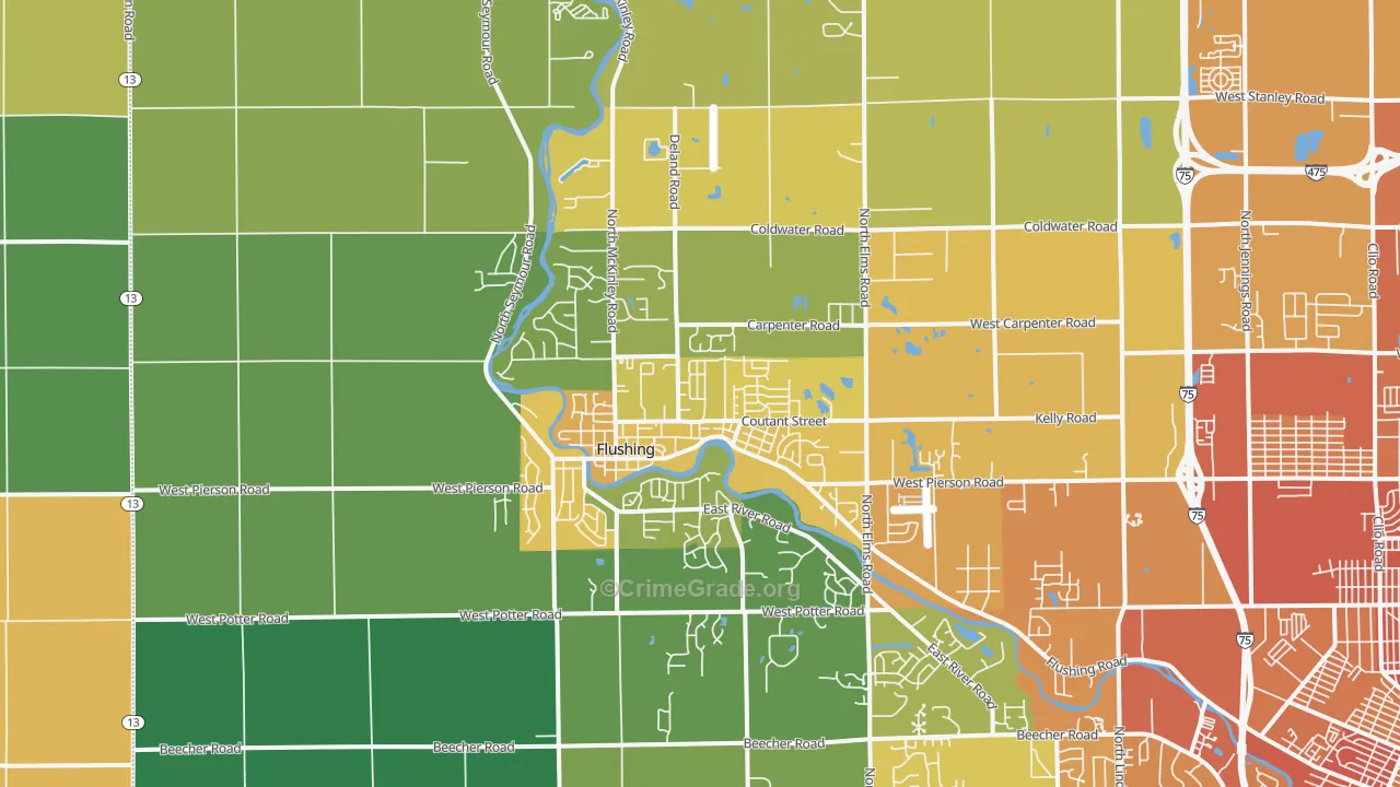 Flushing, MI Map of Assault Rates