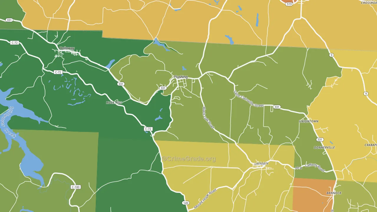 Flushing, OH Map of Assault Rates