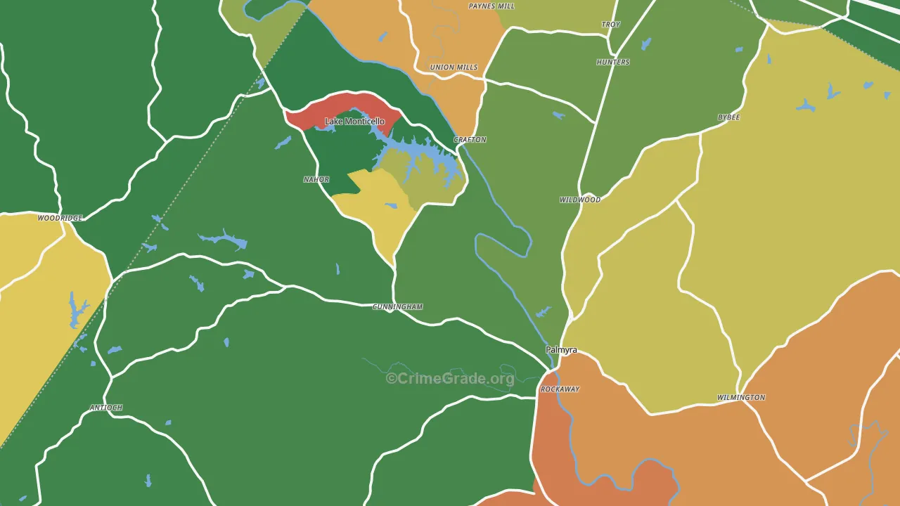 Fluvanna County, VA Map of Assault Rates
