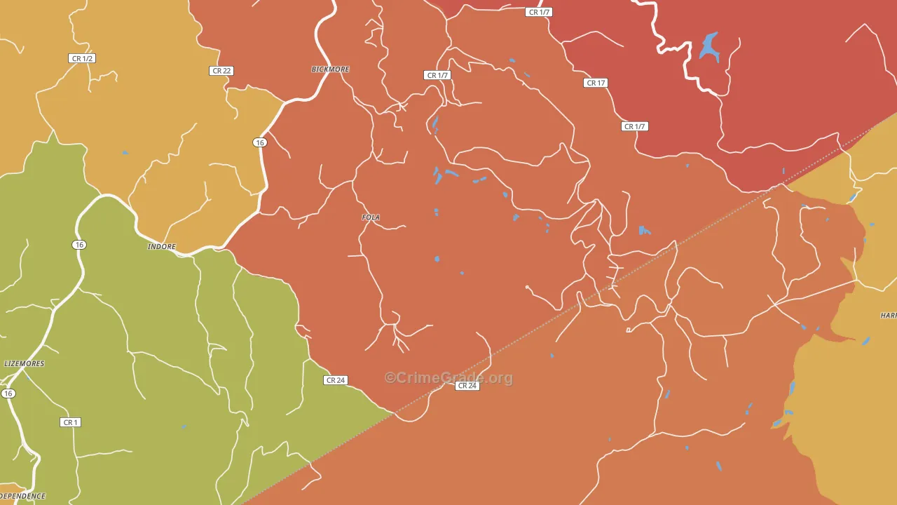 Fola, WV Map of Assault Rates