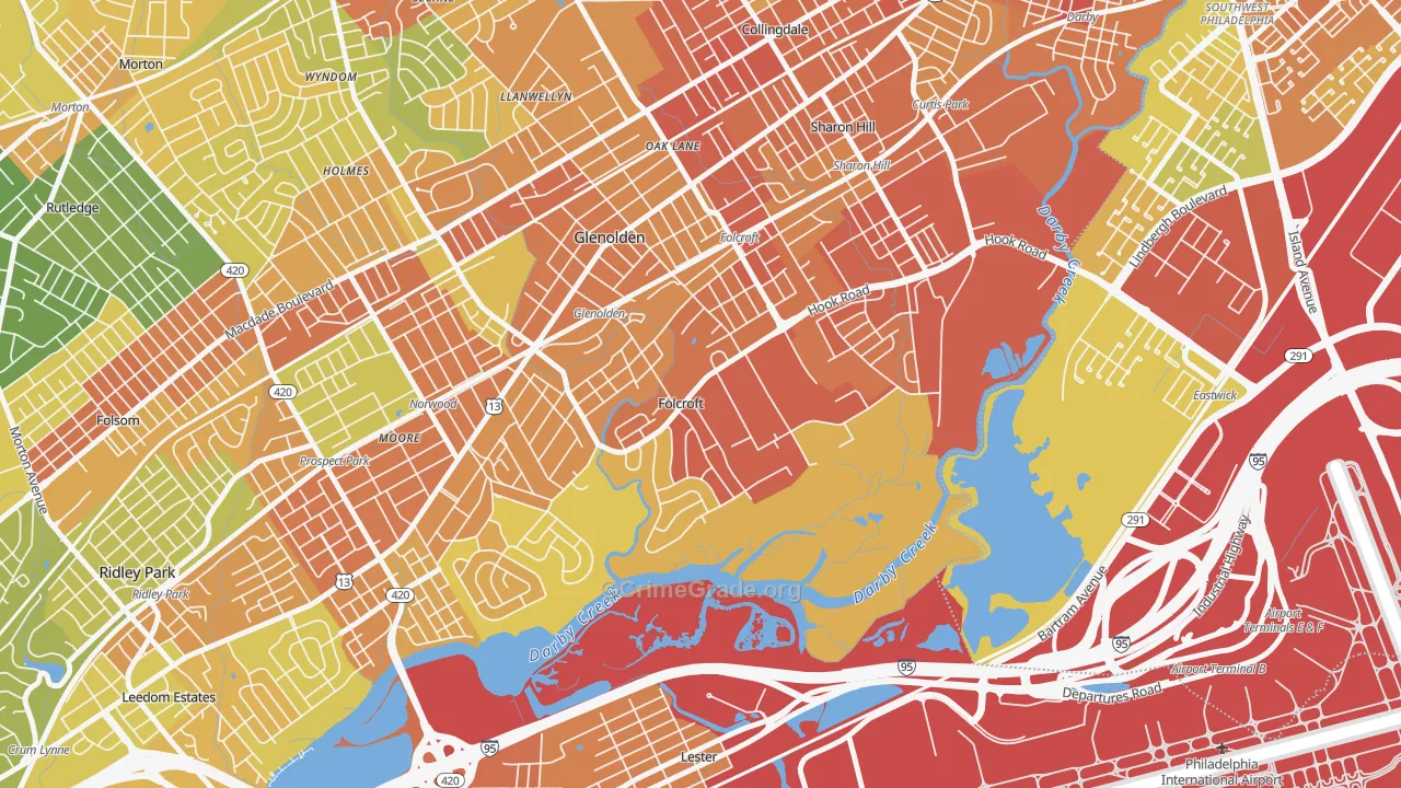 Folcroft, PA Map of Assault Rates