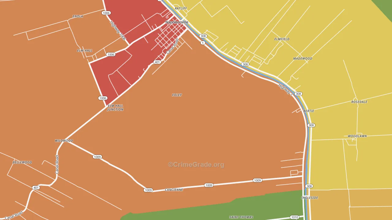 Foley, LA Map of Assault Rates