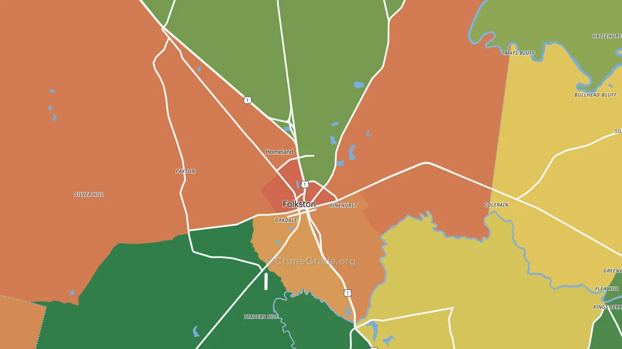 Folkston, GA Map of Assault Rates