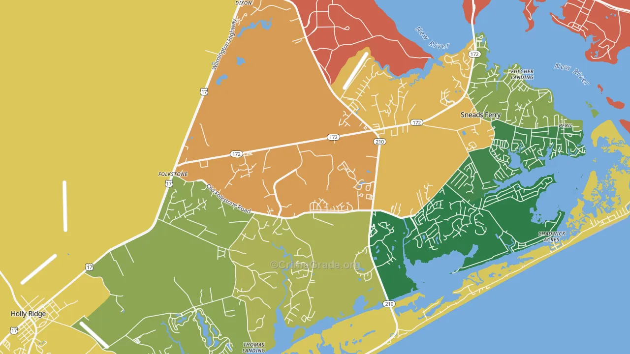 Folkstone, NC Map of Assault Rates
