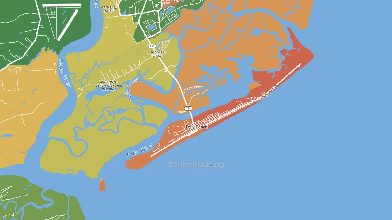 Folly Beach, SC Map of Assault Rates