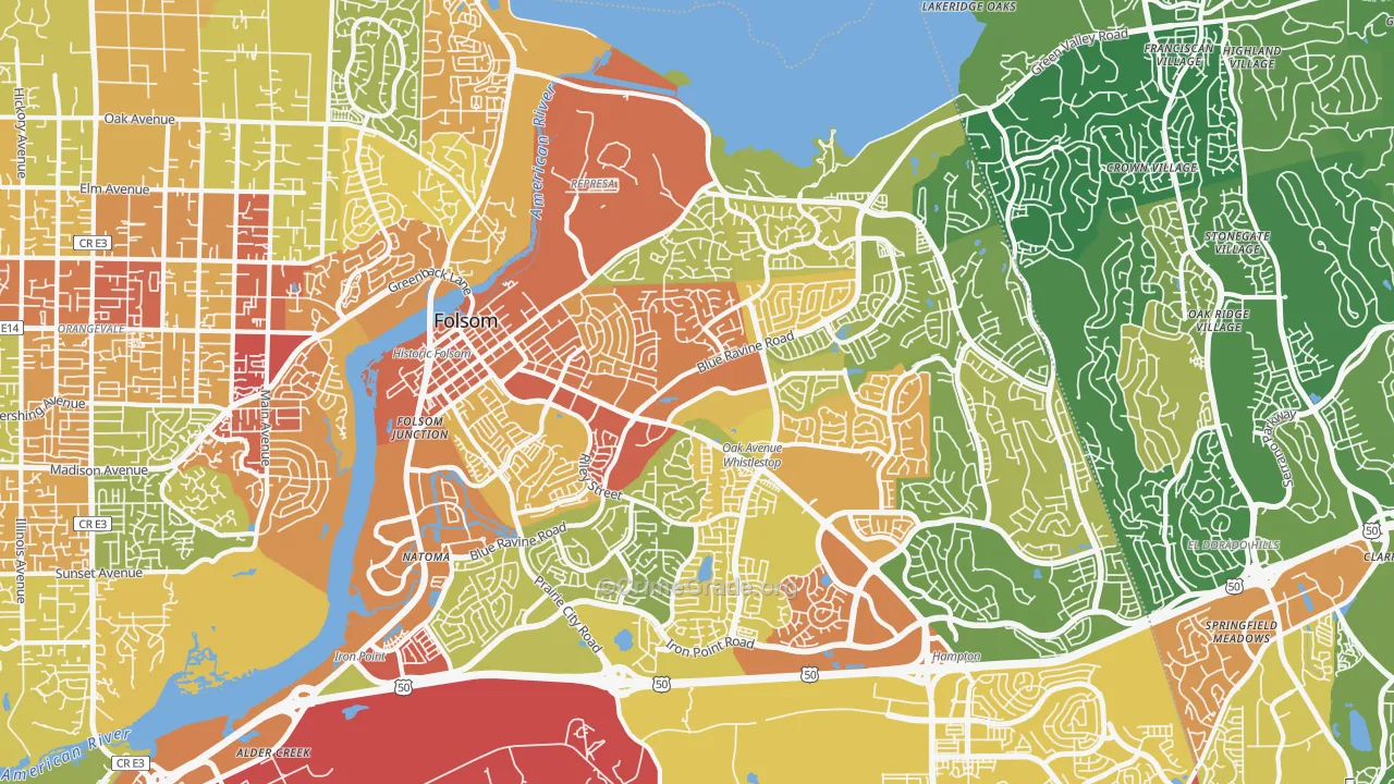 Folsom, CA Map of Assault Rates