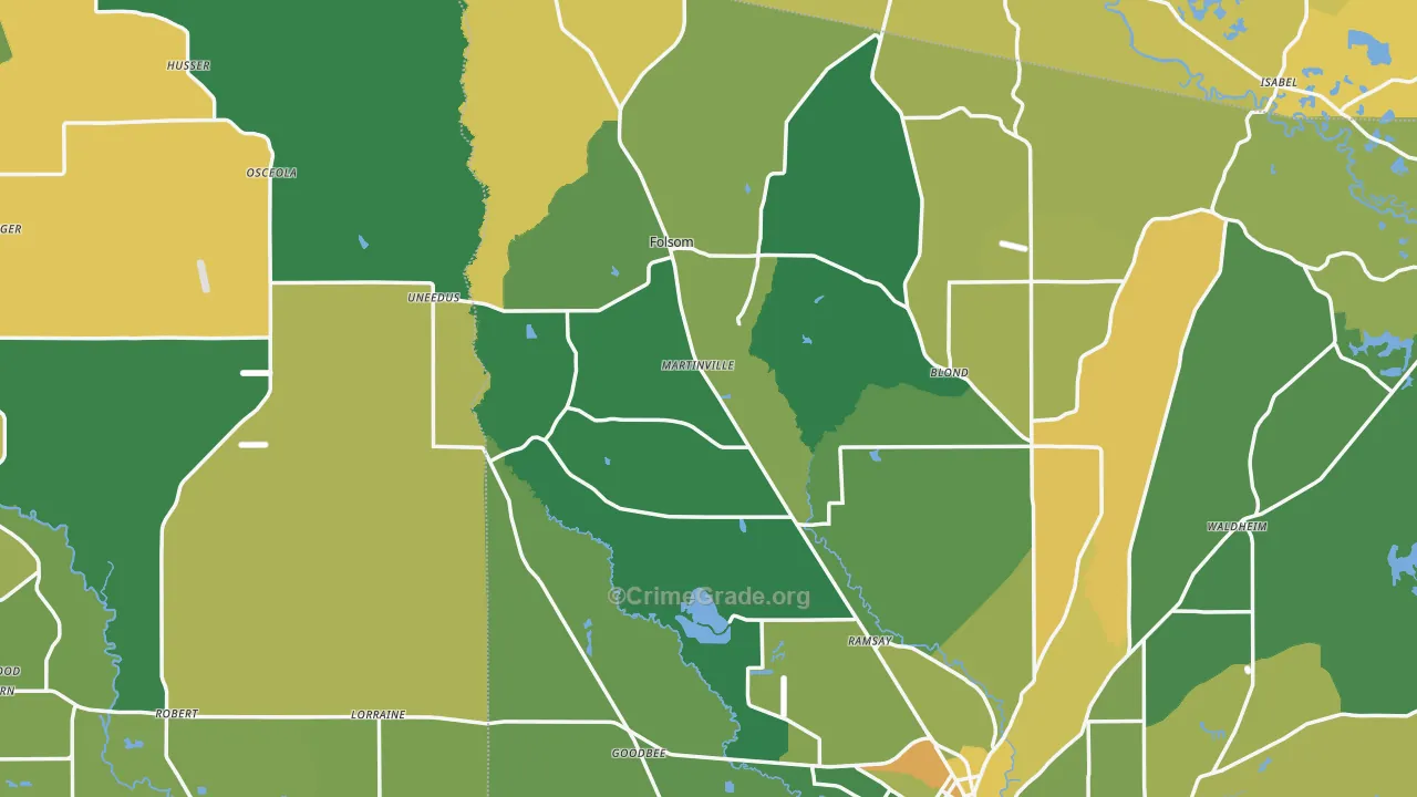 Folsom, LA Map of Assault Rates