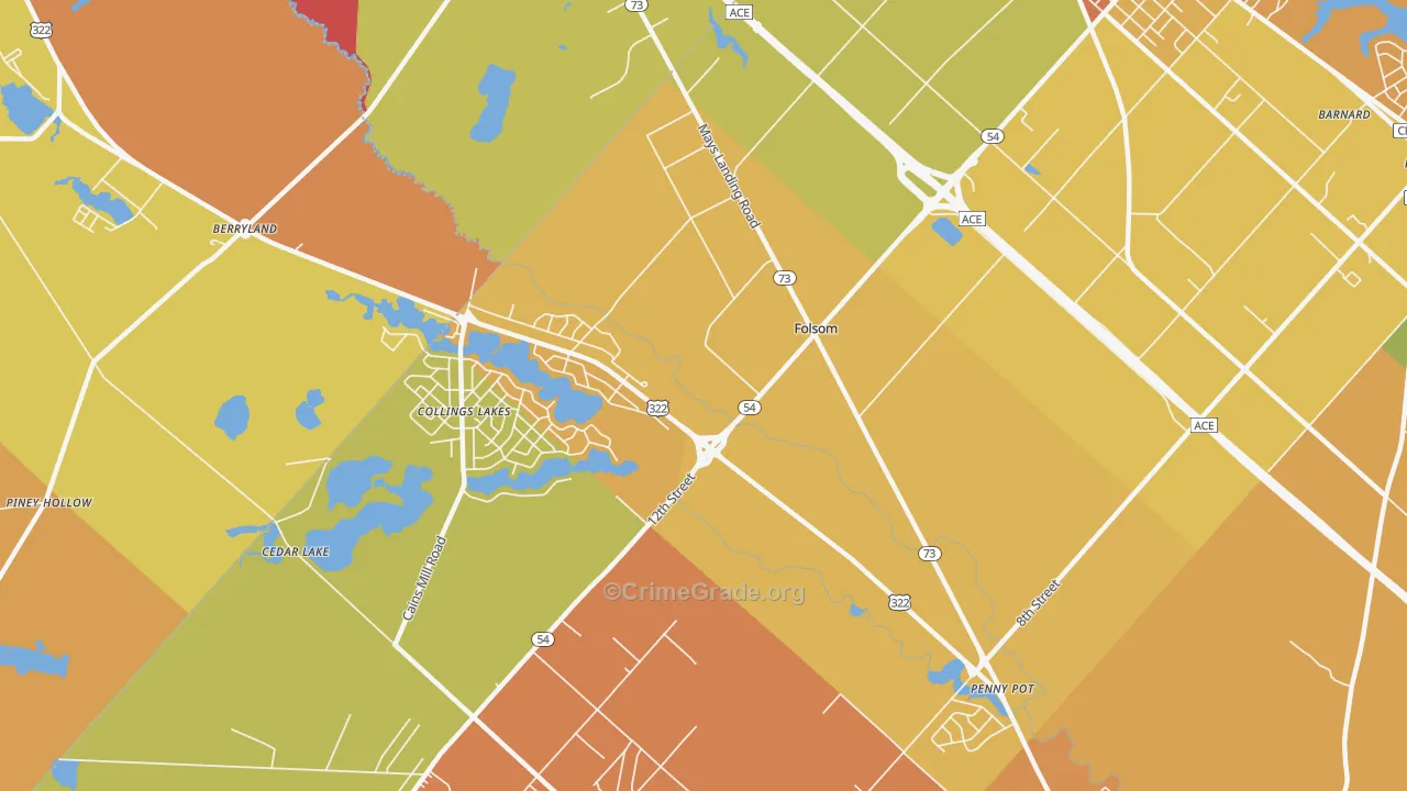 Folsom, NJ Map of Assault Rates