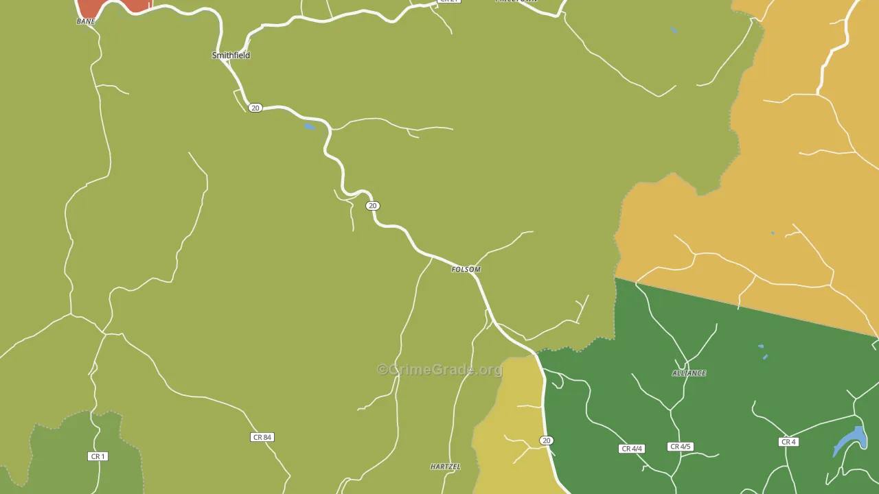 Folsom, WV Map of Assault Rates
