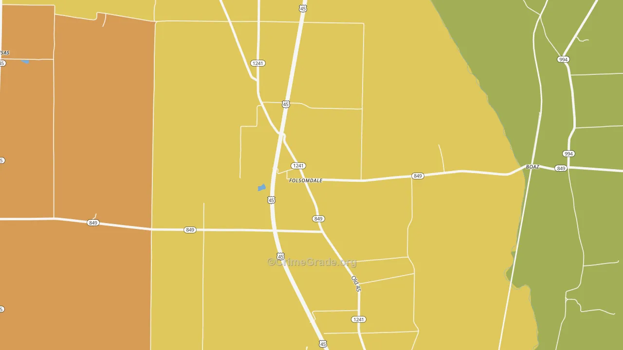Folsomdale, KY Map of Assault Rates