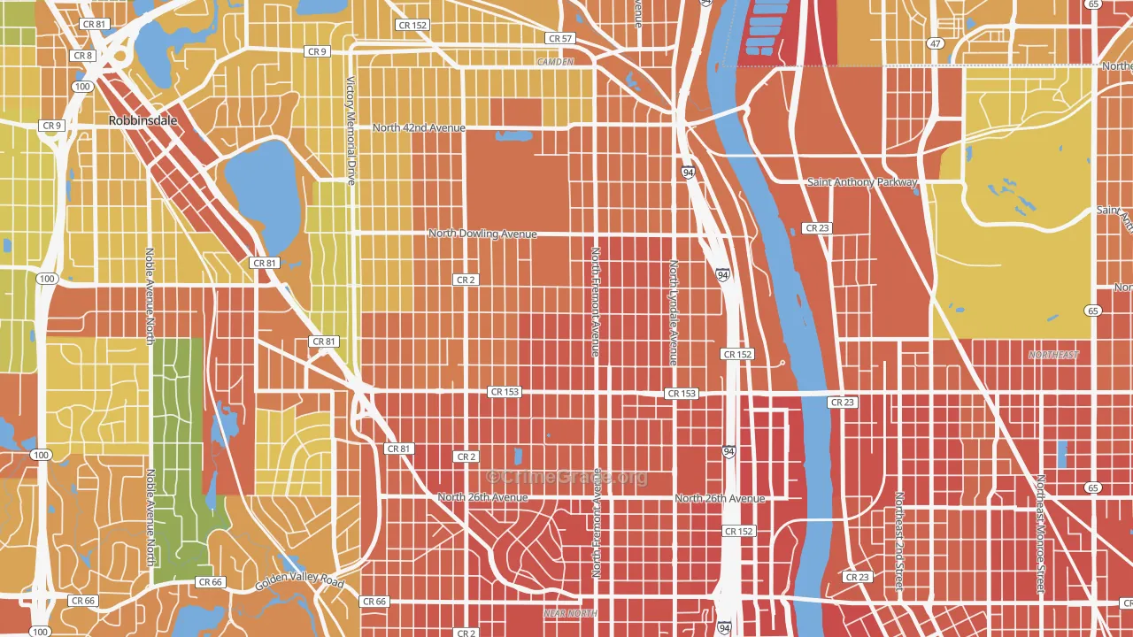 Folwell, Minneapolis, MN Map of Assault Rates