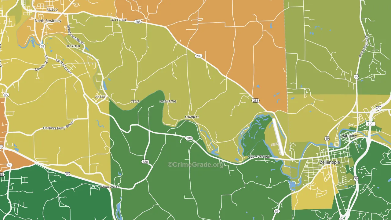 Fombell, PA Map of Assault Rates