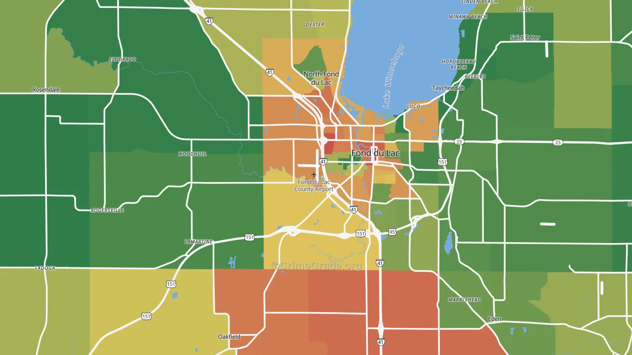 Fond du Lac County, WI Map of Assault Rates