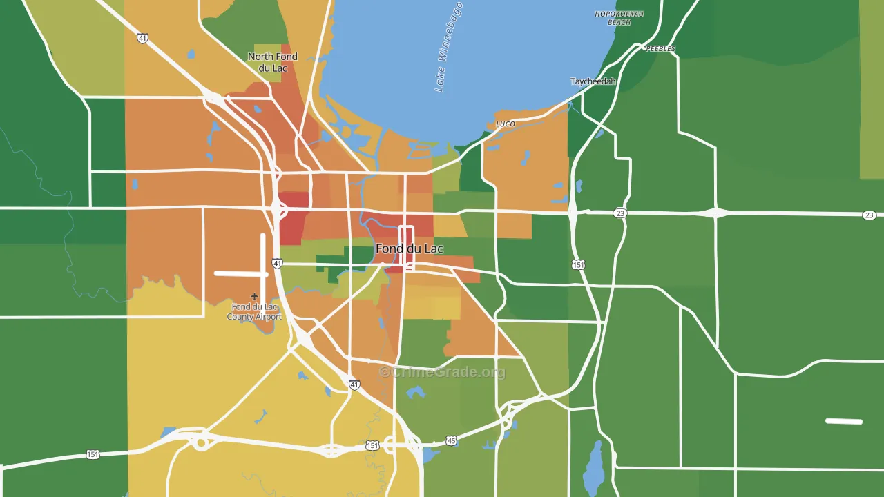 Fond Du Lac, WI Map of Assault Rates