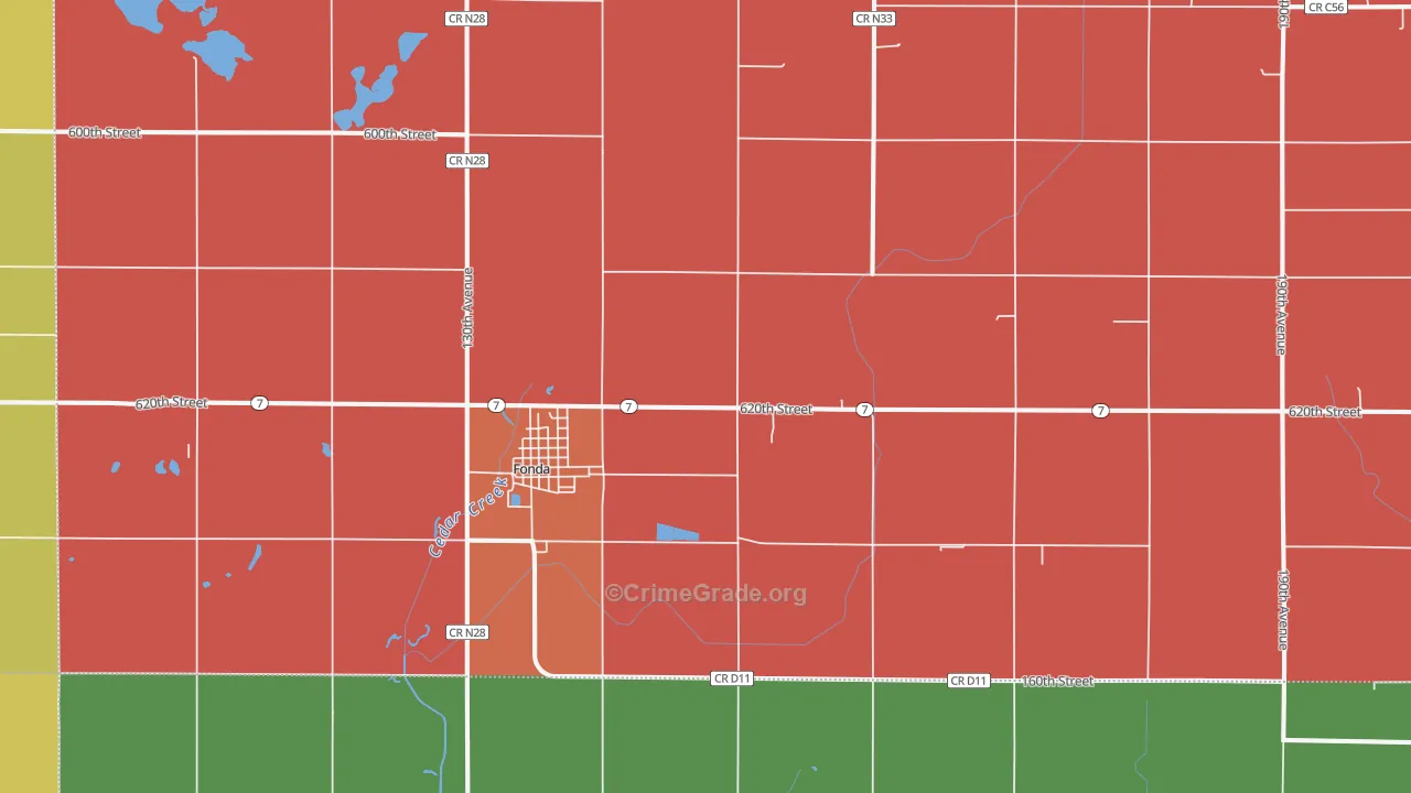 Fonda, IA Map of Assault Rates