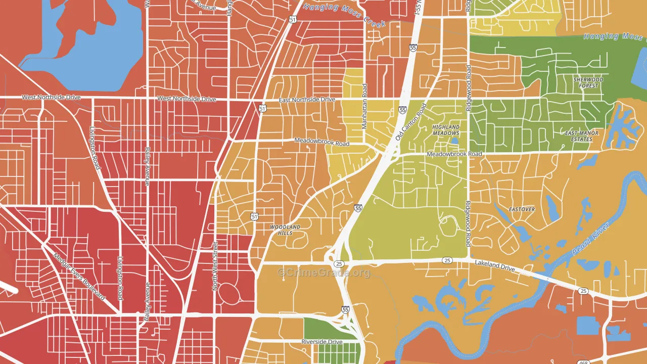 Fondren North Renaissance, Jackson, MS Map of Assault Rates
