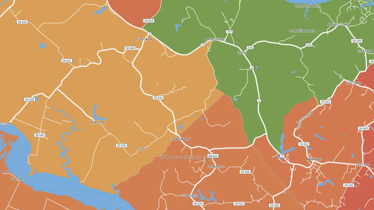 Foneswood, VA Map of Assault Rates