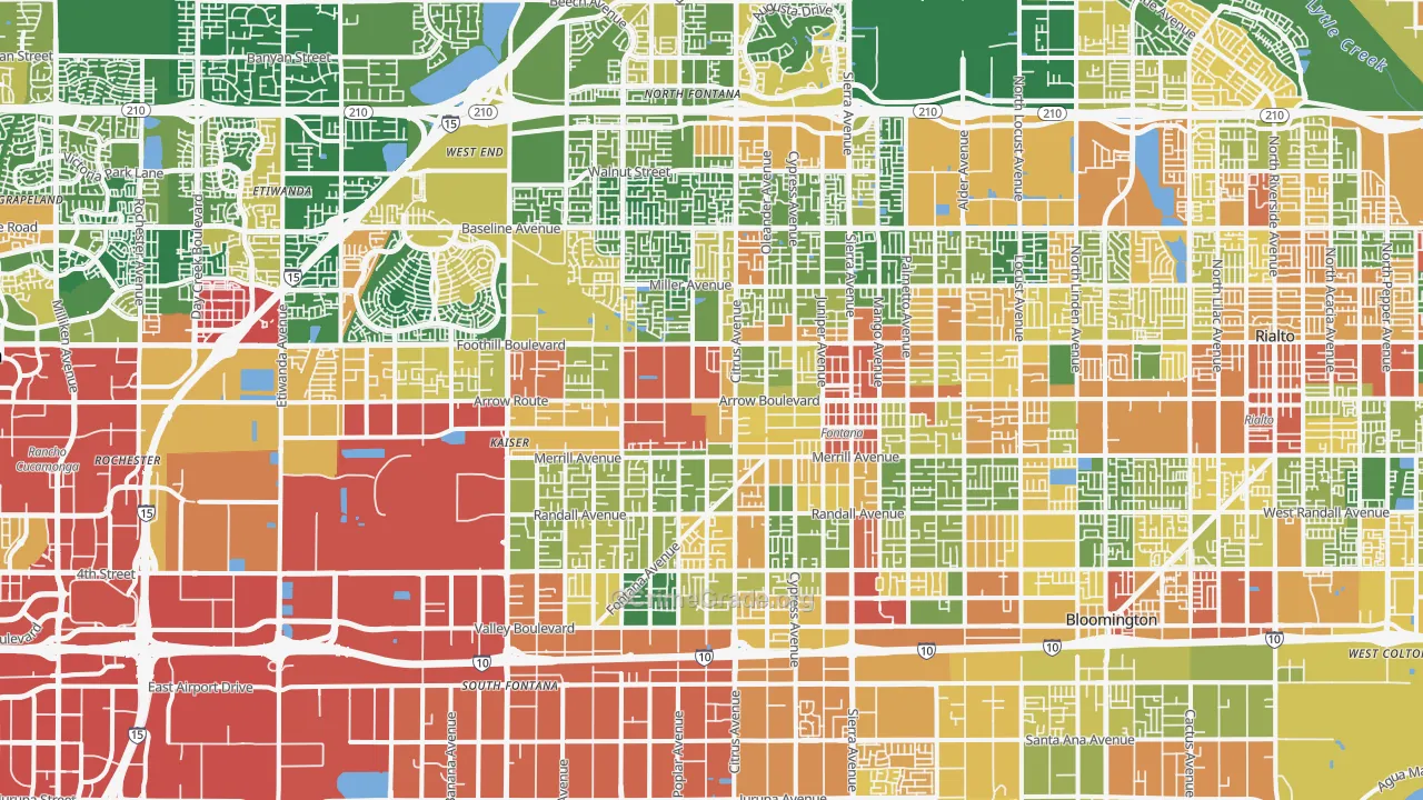 Fontana, CA Map of Assault Rates