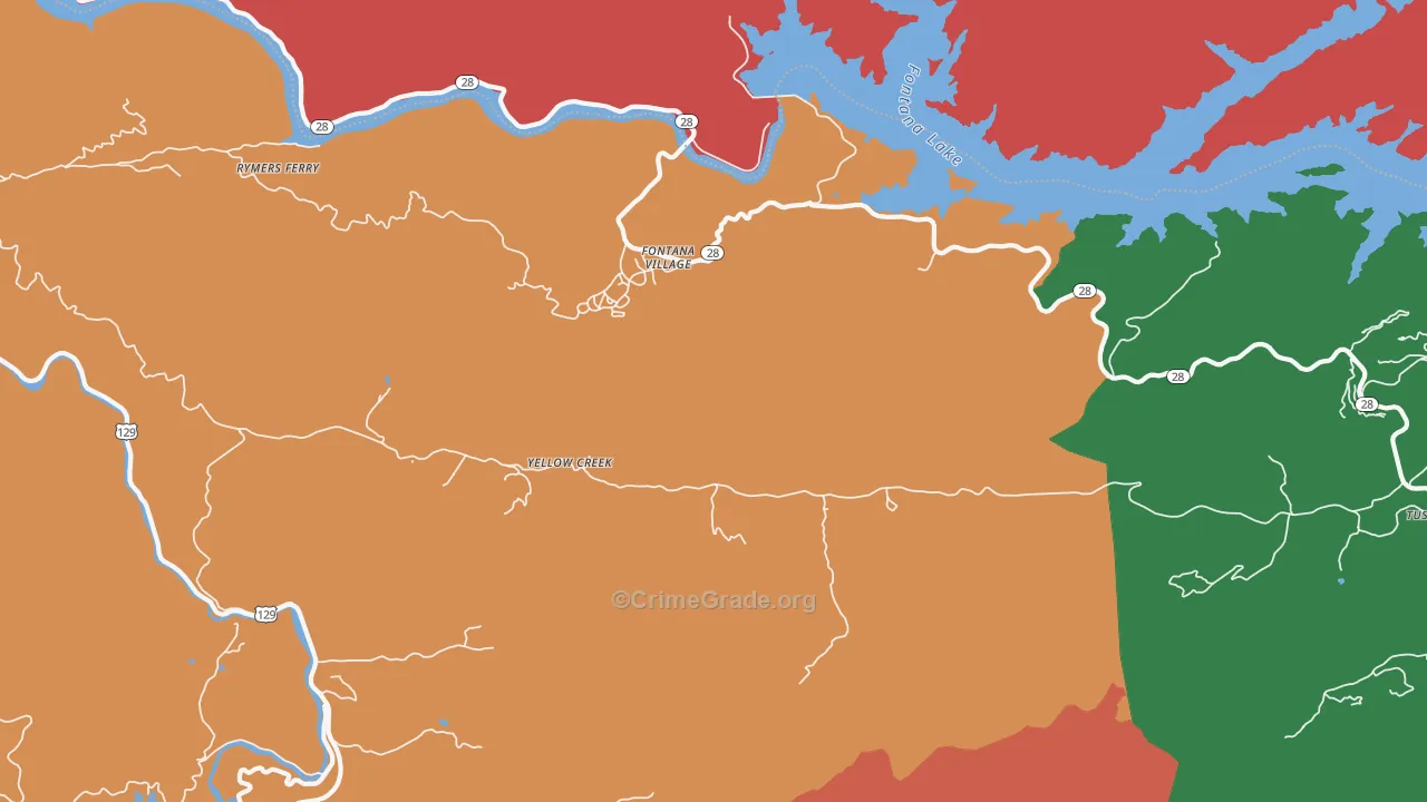Fontana Dam, NC Map of Assault Rates