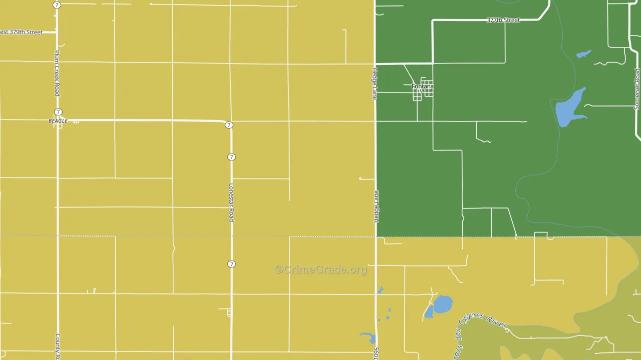 Fontana, KS Map of Assault Rates