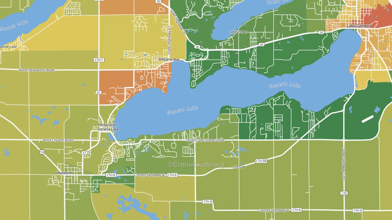 Fontana, WI Map of Assault Rates