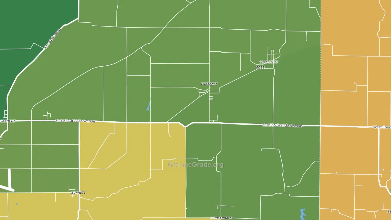Fontanet, IN Map of Assault Rates