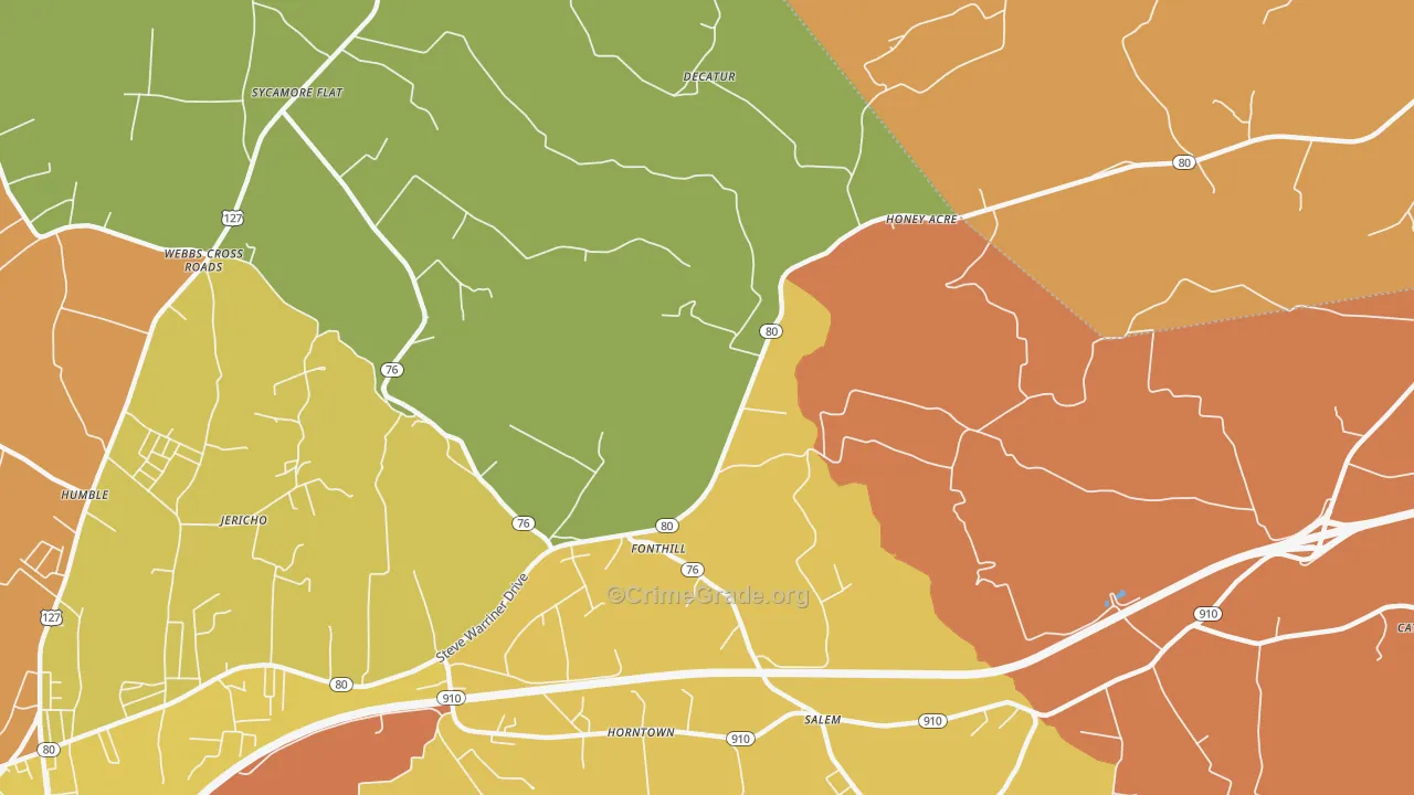 Fonthill, KY Map of Assault Rates