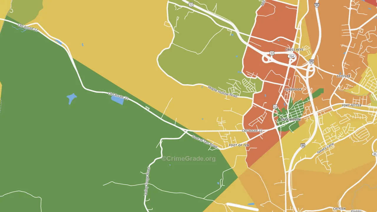 Foot of Ten, PA Map of Assault Rates