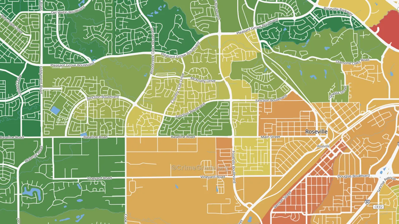 Foothill Junction, Roseville, CA Map of Assault Rates