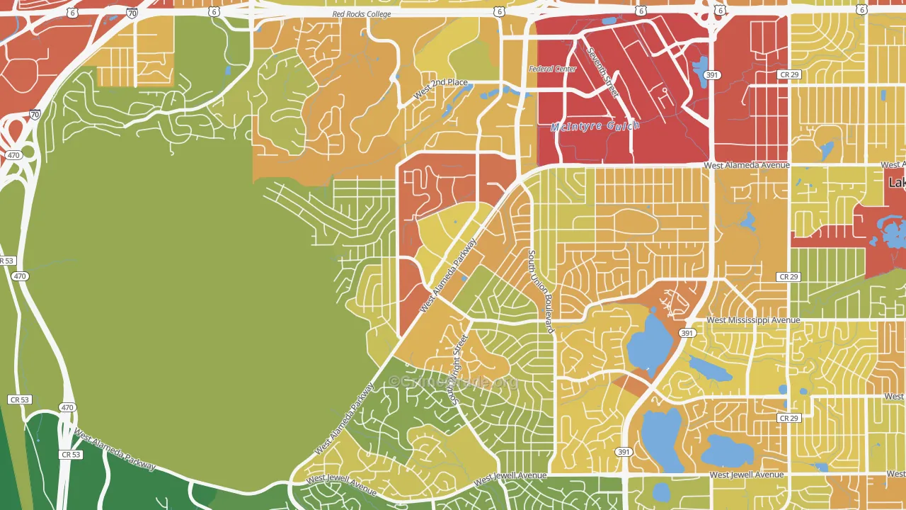 Foothills, Lakewood, CO Map of Assault Rates