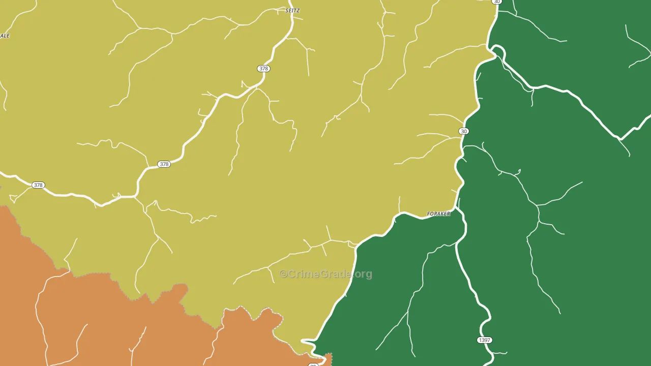 Foraker, KY Map of Assault Rates