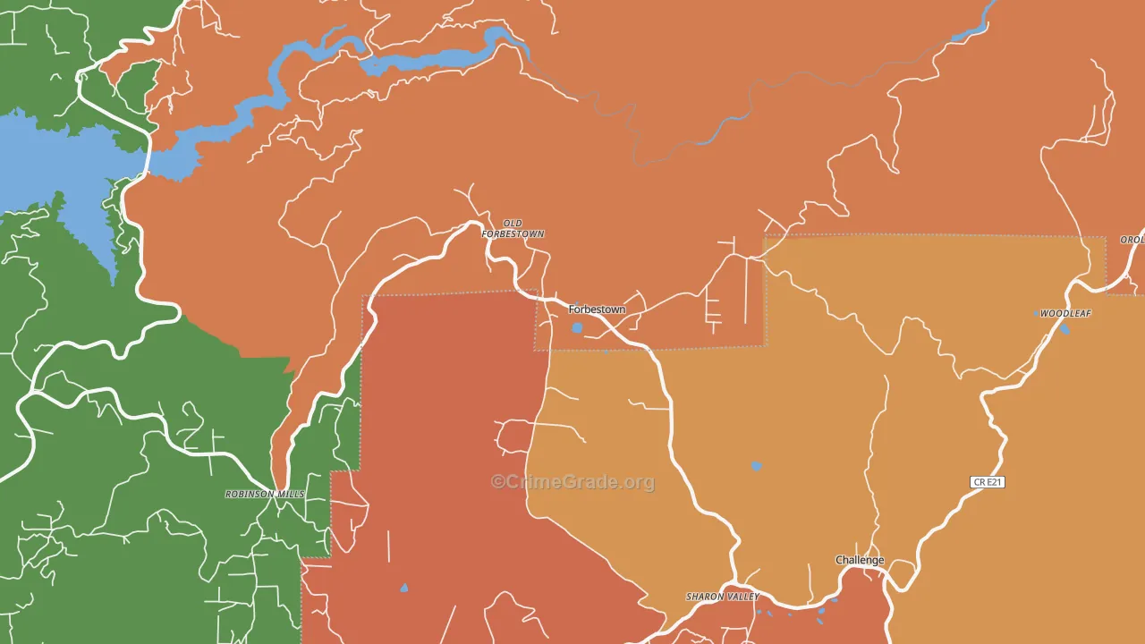 Forbestown, CA Map of Assault Rates