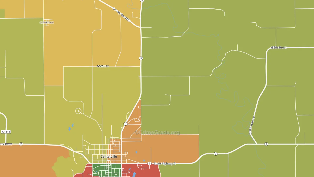 Forbush, IA Map of Assault Rates