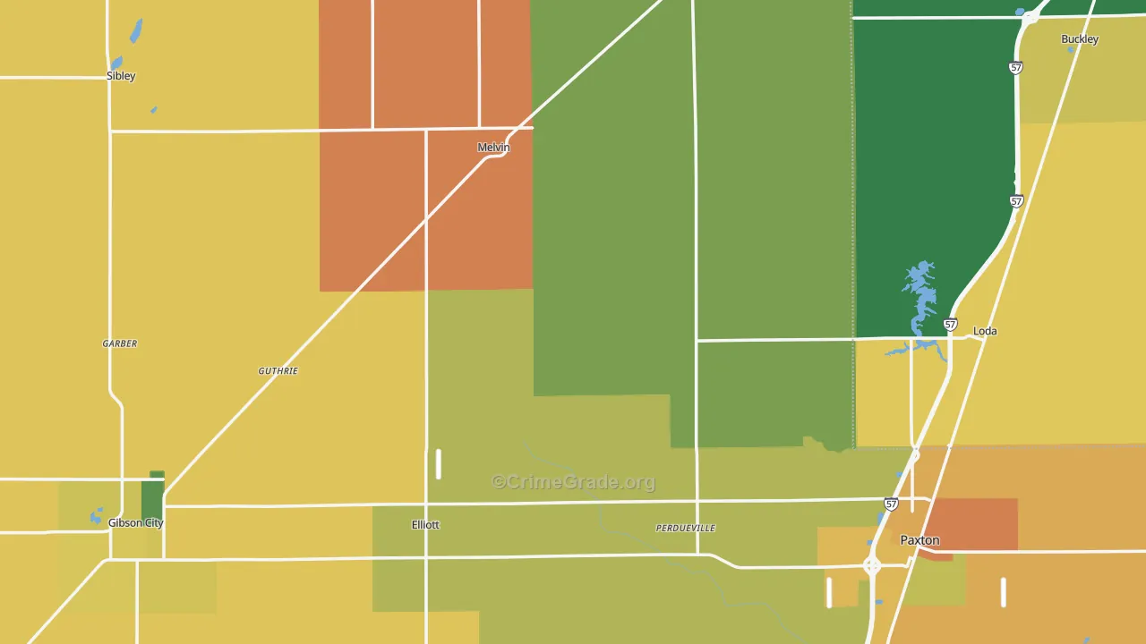 Ford County, IL Map of Assault Rates